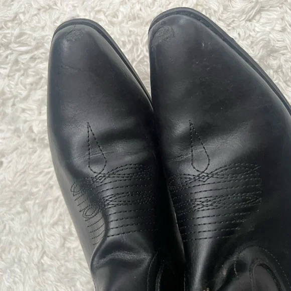 Black Western Embroidered Knee High Cowboy Boots Pointed Toe Festival Boots - Picture 11 of 16